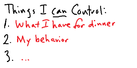 List of things I CAN control