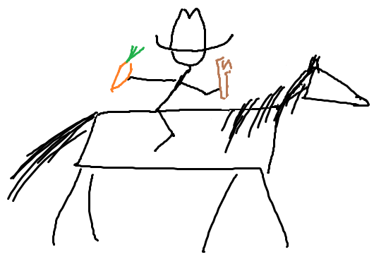 Horse and Rider with Carrot and Stick