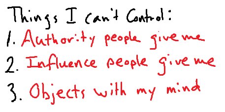 List of things I can't control